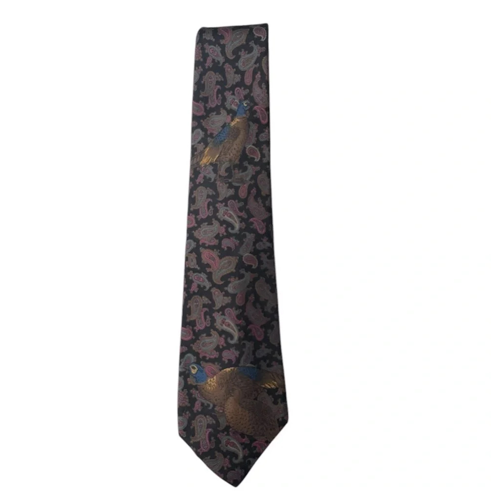 Michael Jacobs Collection Tie Real Ancient Madder Paisley Bird 100% Silk D403